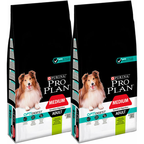 Сухой корм PRO PLAN ADULT DOG OPTIDIGEST MEDIUM SENSITIVE DIGESTION для взрослых собак средних пород с чувствительным пищеварением с ягненком и рисом (14 + 14 кг) фотография