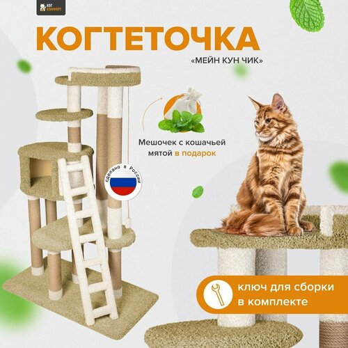 Комплекс для кошек с домиком и лежанкой для кошки когтеточка 