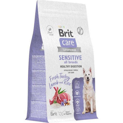 Сухой корм для собак всех пород Brit Care Dog Adult Sensitive Healthy Digestion, чувствительное пищеварение, с индейкой и ягненком 1,5 кг фотография