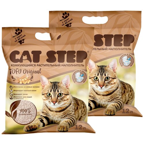 CAT STEP TOFU ORIGINAL - Кэт степ наполнитель комкующийся для туалета кошек (12 + 12 л) фотография