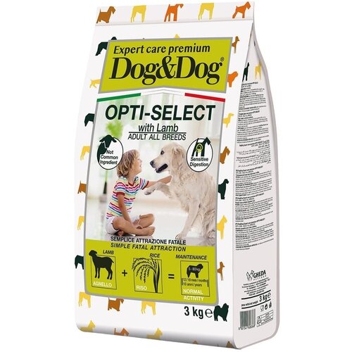 Сухой корм Dog&Dog Expert Premium Opti-Select для взрослых собак всех пород с ягненком 3кг фотография