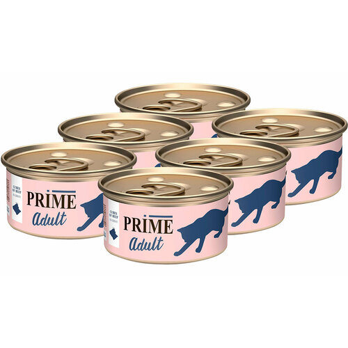 PRIME MEAT ADULT CAT для взрослых кошек с говядиной в соусе банка 75 гр NEW 75 гр х 6 шт фотография