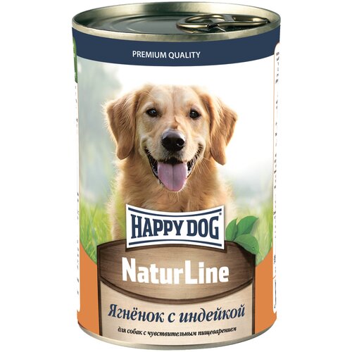 Влажный корм для собак Happy Dog NaturLine, при чувствительном пищеварении, ягненок, индейка 1 уп. х 1 шт. х 410 г фотография