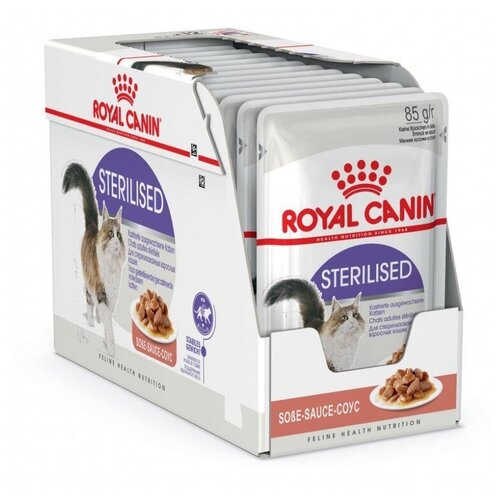 фотография Влажный корм для стерилизованных кошек Royal Canin Sterilised (в соусе) 12 шт. х 85 г (кусочки в желе), купить онлайн 1350 рубл