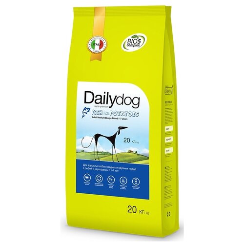 Сухой корм для собак DailyDog рыба, с картофелем 1 уп. х 1 шт. х 20000 г (для средних и крупных пород) фотография