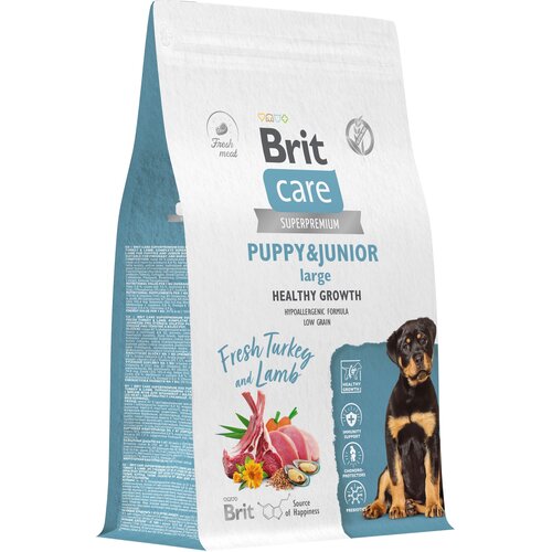 Сухой корм для щенков крупных пород Brit Care Dog Puppy&Junior L Healthy Growth​, с индейкой и ягненком 3 кг фотография