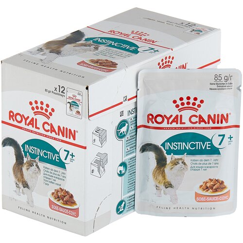 Влажный корм для пожилых кошек Royal Canin Instinctive +7, с мясным ассорти 12 шт. х 85 г (кусочки в соусе) фотография