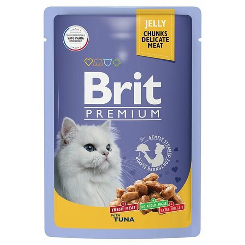 Пауч Brit Premium для взрослых кошек тунец в желе 85г фотография