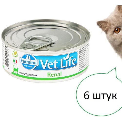 Влажный корм для кошек Farmina Vet Life Renal при проблемах с почками, 6 шт по 85 кг фотография