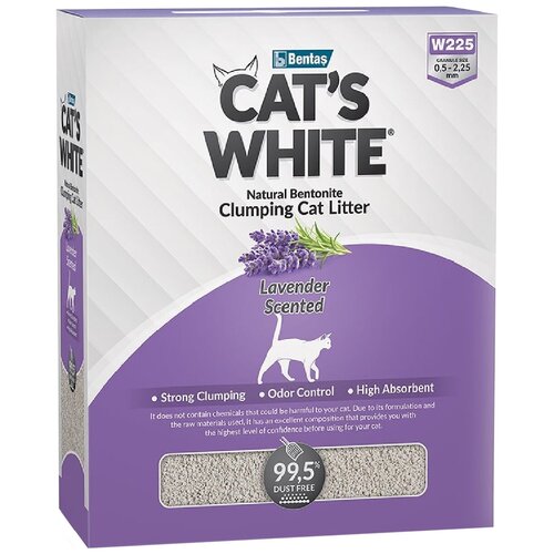 Cat's White BOX Lavender комкующийся наполнитель с нежным ароматом лаванды для кошачьего туалета (10л) фотография