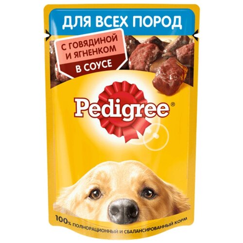 Влажный корм для собак Pedigree говядина, ягненок 1 уп. х 56 шт. х 85 г фотография