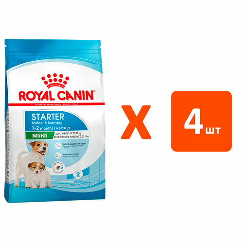 ROYAL CANIN MINI STARTER для щенков маленьких пород до 2 месяцев, беременн и кормящих сук 8,5 кг х 4 шт фотография