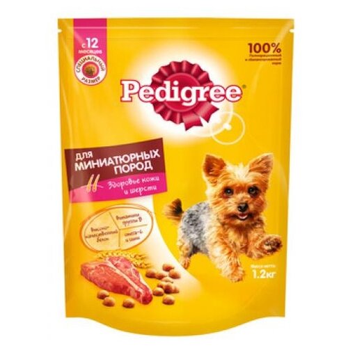 Сухой корм для собак Pedigree говядина 1 уп. х 2 шт. х 1200 г (для мелких и карликовых пород) фотография