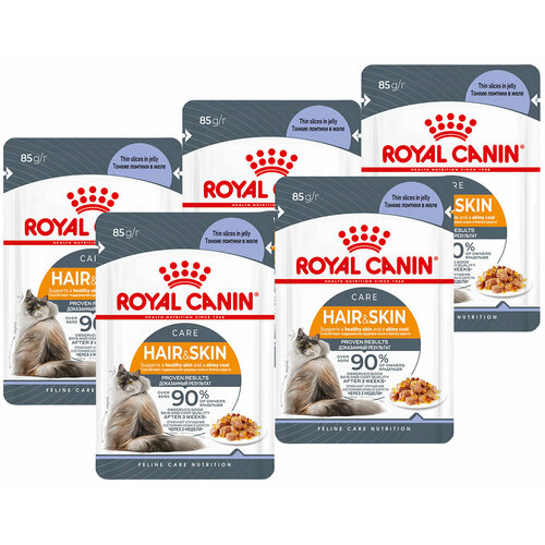 ROYAL CANIN HAIR & SKIN CARE для взрослых кошек при аллергии в желе пауч 85 гр 85 гр х 5 шт фотография