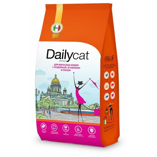 Dailycat Casual Line- Сухой корм для взрослых кошек с индейкой, ягненком и рисом - 400г фотография