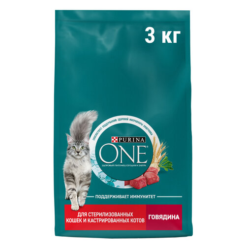 Сухой корм Purina ONE® для стерилизованных кошек и кастрированных котов с говядиной 3 кг фотография