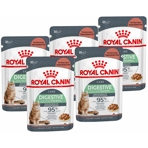 ROYAL CANIN DIGESTIVE CARE для взрослых кошек при аллергии в соусе пауч 85 гр 85 гр х 5 шт фотография