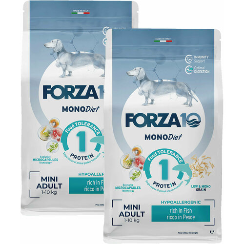 FORZA10 DOG MINI DIET монобелковый для взрослых собак маленьких пород при аллергии с рыбой (1,5 + 1,5 кг) фотография