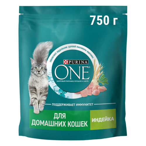 Сухой корм Purina ONE® для взрослых кошек, живущих в домашних условиях, с индейкой 750 г фотография