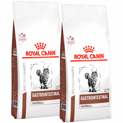 ROYAL CANIN GASTROINTESTINAL HAIRBALL для взрослых кошек при заболеваниях желудочно-кишечного тракта для вывода шерсти (0,4 + 0,4 кг) фотография