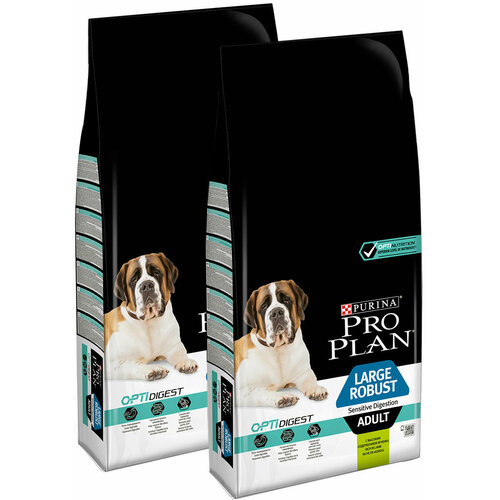 PRO PLAN ADULT DOG LARGE ROBUST SENSITIVE DIGESTION для взрослых собак крупных пород мощного телосложения с чувствительным пищеварением с ягненком (14 + 14 кг) фотография