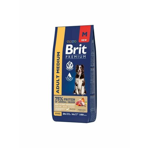 Brit Premium DOG ADULT MEDIUM индейка, телятина 15 кг фотография