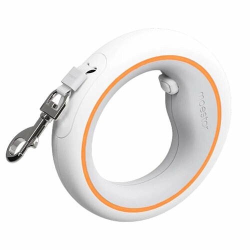 Поводок рулетка для собак Moestar UFO Retractable Leash 2 Air (Бело-оранжевый) фотография