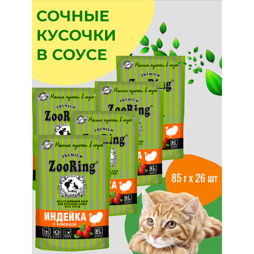 ZooRing сочные кусочки В соусе Индейка с клюквой 85 г x 26 шт фотография