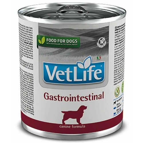 Консервы/влажный корм Farmina Vet Life Natural Diet Dog Gastrointestinal Фармина Вет Лайф Гастроинтестинал диетический, для собак всех пород при заболеваниях пищеварительного тракта, (300 гр*6 шт) фотография