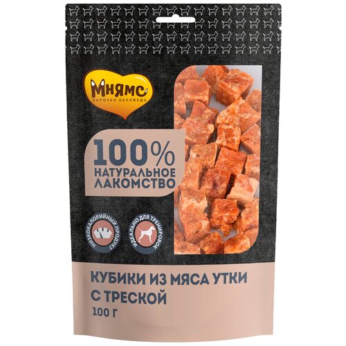 Лакомство для собак Мнямс Кубики из мяса утки с треской, 100 г фотография