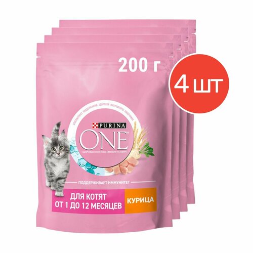 Сухой корм Purina ONE для котят с курицей 200г 4 шт фотография