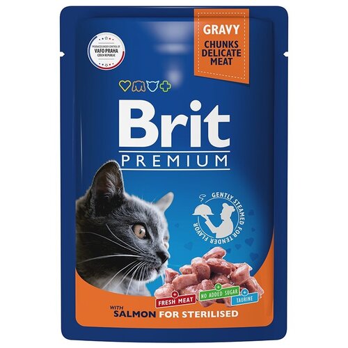 Влажный корм для стерилизованных кошек Brit Premium с лососем 85 г (кусочки в соусе) фотография