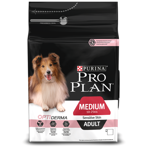 PURINA PRO PLAN Сухой корм для взрослых собак средних пород с чувствительной кожей с лососем и рисом Medium Adult Sensitive Skin Opti Derma, 14кг фотография