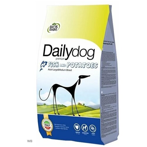 Сухой корм для собак DailyDog рыба, с картофелем 1 уп. х 1 шт. х 3000 г (для средних и крупных пород) фотография