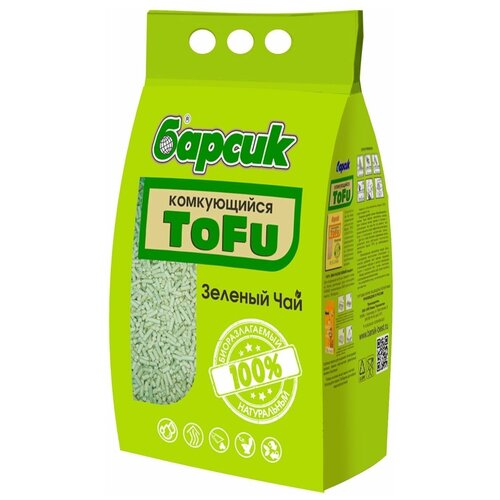 Комкующийся наполнитель Барсик Tofu Зелёный Чай, 4.5л, 1 шт. фотография