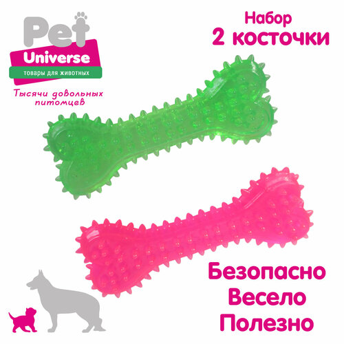 Игрушка для собак Pet Universe набор из 2-х косточек с шипами 11х4х2 см, ТПР, PU9020 фотография