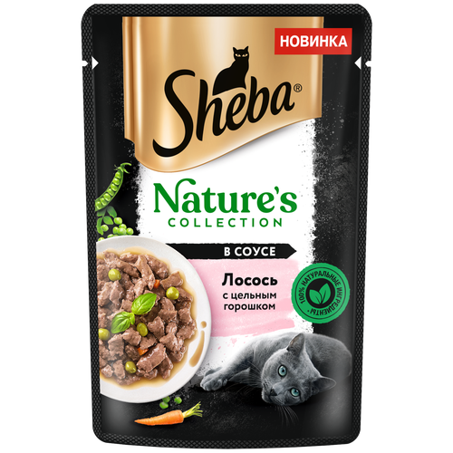 Влажный корм для кошек Sheba Nature's Collection с лососем и горохом 2 уп. х 75 г (кусочки в соусе) фотография