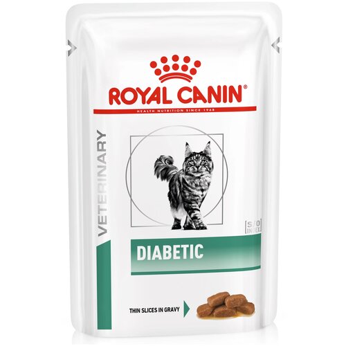 Влажный корм для кошек Royal Canin Diabetic, при сахарном диабете, профилактика избыточного веса 85 г (кусочки в соусе) фотография