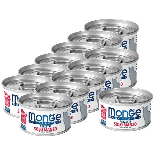 Влажный корм для кошек Monge Monoprotein, с говядиной 12 шт. х 80 г (паштет) фотография