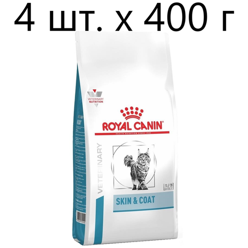 Сухой корм для стерилизованных кошек Royal Canin Skin & Coat, при проблемах кожи и шерсти, 4 шт. х 400 г фотография