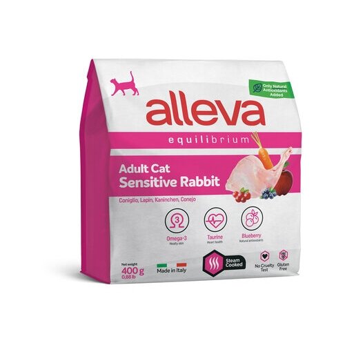 фотография ALLEVA EQUILIBRIUM CAT для кошек Adult Sensitive Rabbit / взрослых с кроликом 0,4 кг 1066 новинка, (2 шт), купить онлайн 1581 рубл