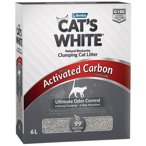 Cat's White BOX Premium Activated Carbon комкующийся наполнитель с активированным углем для кошачьего туалета (6л) Без характеристики фотография