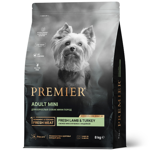 Premier Dog Lamb&Turkey ADULT Mini корм для собак мелких пород свежее мясо ягненка с индейкой 8кг фотография