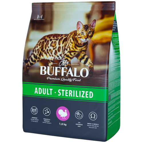 Сухой корм для кошек Mr.BUFFALO Sterilized для взрослых кошек с индейкой 1800 г фотография