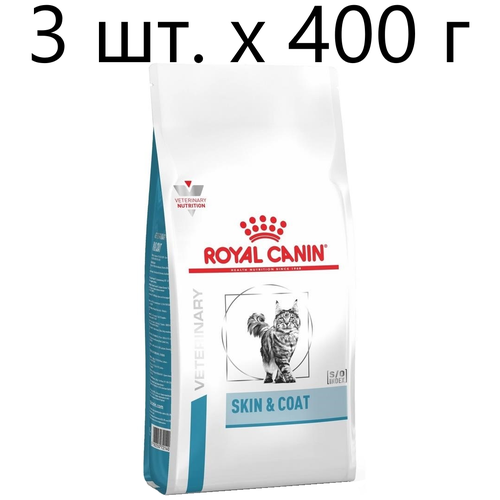 Сухой корм для стерилизованных кошек Royal Canin Skin & Coat, при проблемах кожи и шерсти, 3 шт. х 400 г фотография