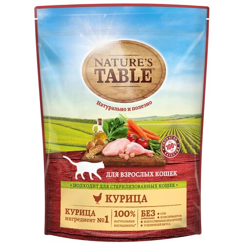 Сухой корм для кошек Nature's Table с курицей 10 шт. х 650 г фотография