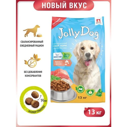 Полнорационный сухой корм для собак Зоогурман Jolly Dog, с лососем и рисом 13кг фотография