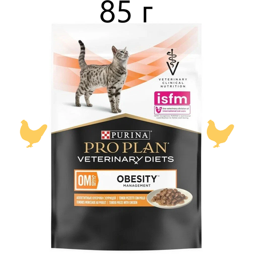 Влажный корм для кошек Pro Plan Veterinary Diets для снижения избыточной массы тела, с курицей 85 г (кусочки в соусе) фотография