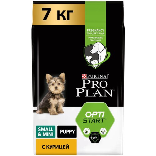 Сухой корм для щенков Pro Plan Optistart, курица 1 уп. х 3 шт. х 7000 г (для мелких и карликовых пород) фотография