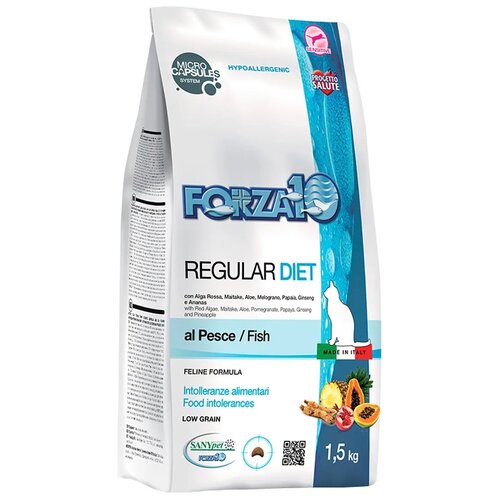 Сухой корм для кошек Forza10 Regular Diet, при аллергии, гипоаллергенный, с рыбой 1500 г фотография